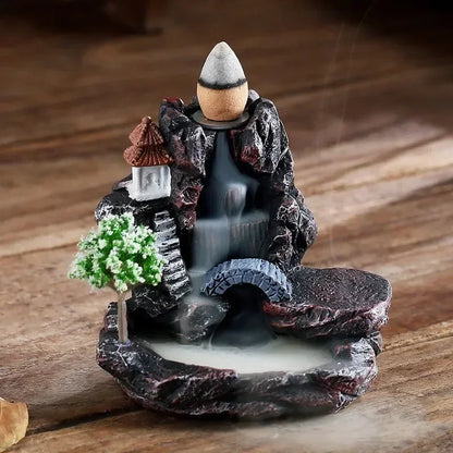 Backflow Incense Burner Mountain River Waterfall Aroma Smoke Zen Censer Holder Home Decor Fun Gift