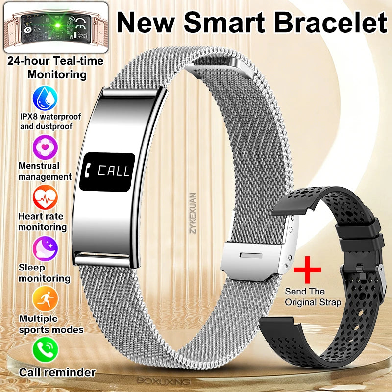 New Fashion Women Smart Bracelet IPX8 Waterproof Heart Rate Sleep Monitor Health Sports Fitness Tracker Call Reminder Smartwatch