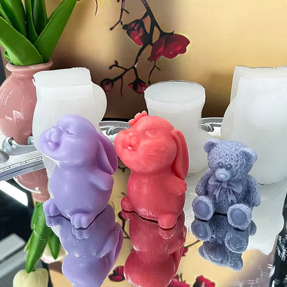 Easter Bunny Shape Molds Adorable Easter Bunny Aromatherapy Plaster Mold Smiling Rabbit Silicone Candle Molds