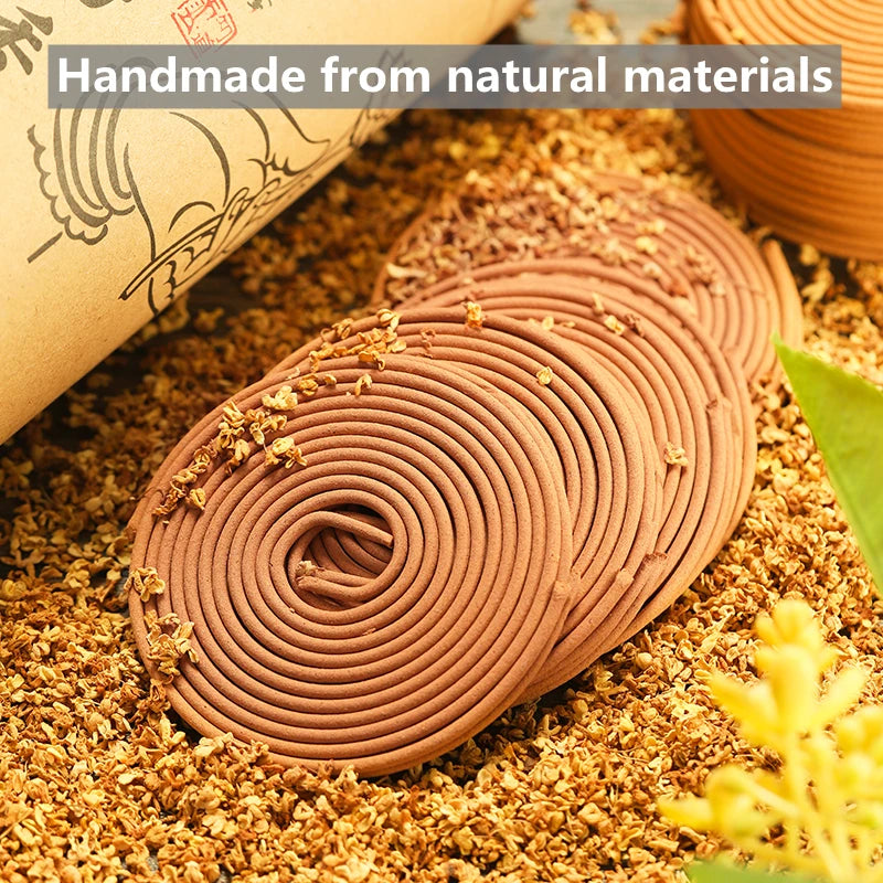 Incense Coils 96pcs Natural Sandalwood Scent Fragrance Handmade Incense Coil Burn for 2-4 Hours Relieve Stress YOGA