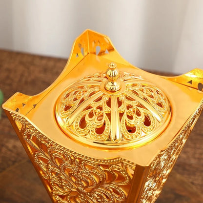Exquisite Alloy Incense Burner Box Incense Pile Indoor Decoration,Meditation YoGa Temples Smoke Tray Furnaces,Aromatherapy Stove