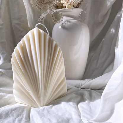 Large Geometric 3D Folding Fan Silicone Candle Mold Striped Origami Scallop Drip Glue Aromatherapy Soap Plaster Ice Cube Mould