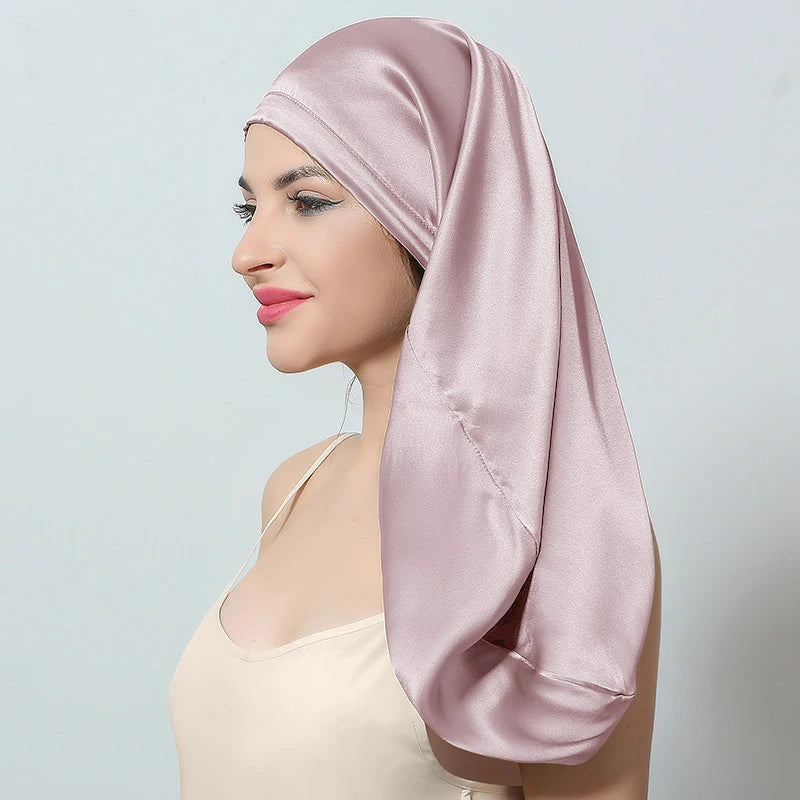 100% Silk Sleeping Hair Cap Long Hair Night Silk Sleep Cover for Women for Hair Care 16 Momme