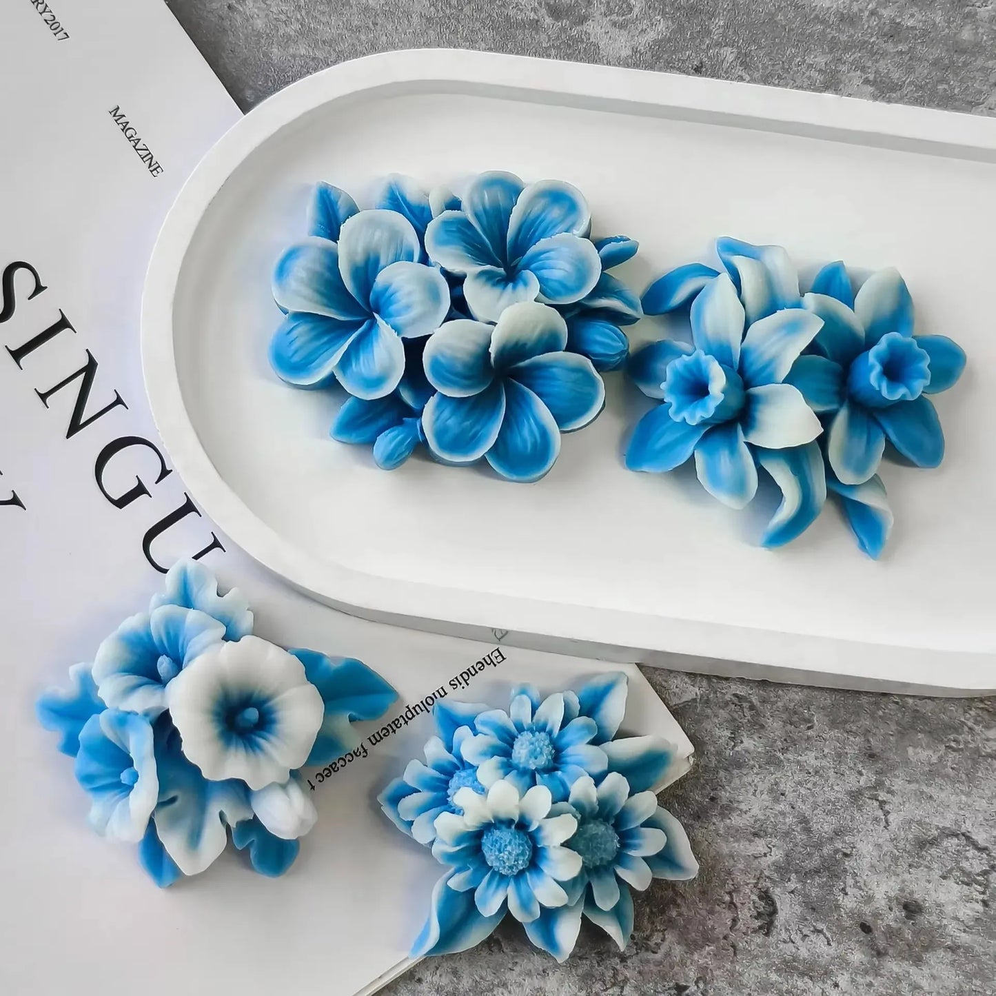 DIY Aromatherapy Candles Diffuser Stones Plaster Handmade Soap Petal Resin Crafts And Home Decoration Flower Silicone Mold For