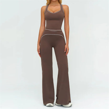 TRY TO BN Women's Tracksuit Yoga Sets Sports Vest Contrasting Color High Waisted Leggings Fitness Two Pieces Running Gym Clothes