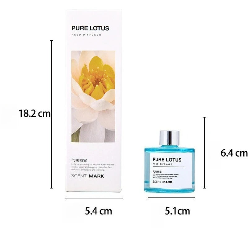 50ML Reed Diffuser Sets Lotus Jasmine Rose Oil Flameless Scent Diffuser Home Fragrance Car Air Freshener Sticks Aromatherapy