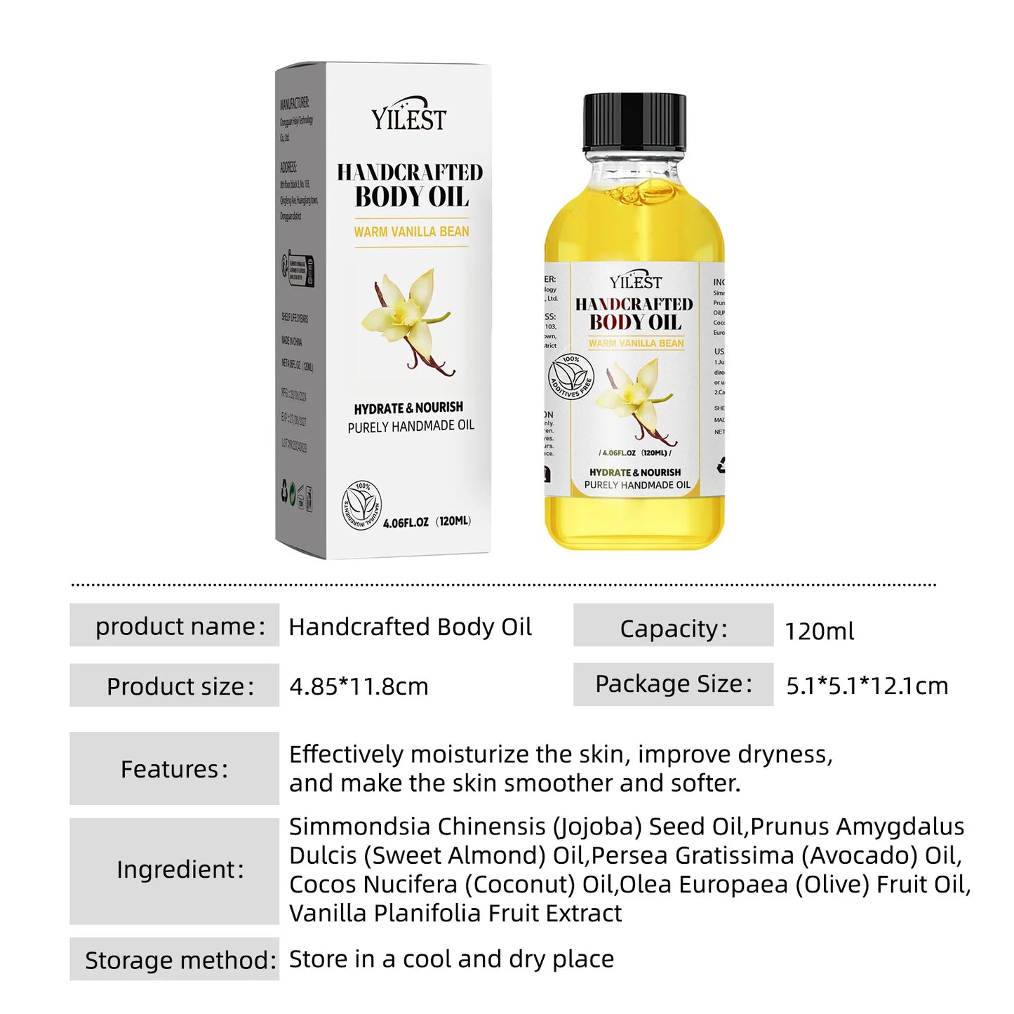Professional Body Massage Oil 120ml - Relieves Muscle Stress, Deeply Relaxes & Moisturizes with Natural Plant Essential Oils