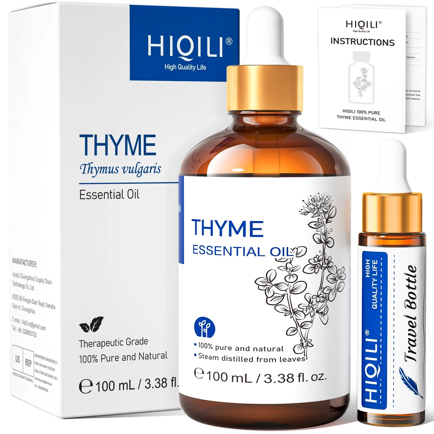 HIQILI Therapeutic Grade Essential Oil 100ml for Massage Relaxation Air Freshener Bergamot Peppermint Vanilla Chamomile Thyme