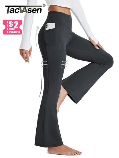 TACVASEN Womens Yoga Flare Leggings with Pocket  Wide Leg Stretch Moisture Wicking Pants High Waisted Tummy Control Yoga Pants
