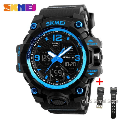 SKMEI 1155 Digital Military Watch for Men Sports Waterproof Large Mens Electronic Wristwatches Shockproof LED Display Clock 1637