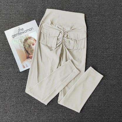 TRY TO BN Fitness Yoga Pants Sports Stretch Leggings Back Pockets Women High Waist Push Up Leggings Workout Running Gym Clothing