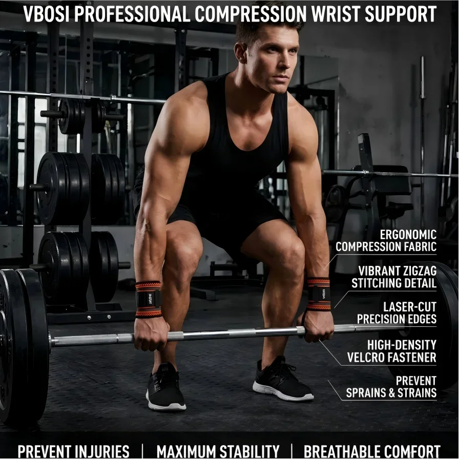 VBOSI Adjustable Wrist Wraps Support for Gym Weightlifting, Breathable Brace for Carpal Tunnel Tendonitis Pain Relief