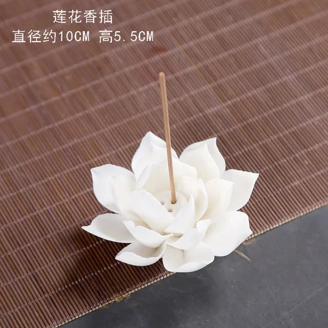Ceramic White Lotus Incense Burner Home Decor Incense Stick Holder Buddhist Aromatherapy Incense Censer Use In Office Teahouse