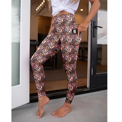 LETSFIND New Arrival Women Pockert Elastic Pants Fashion High Waist 3D Digital Printing Stretch Fitness Sexy Girls Leggings