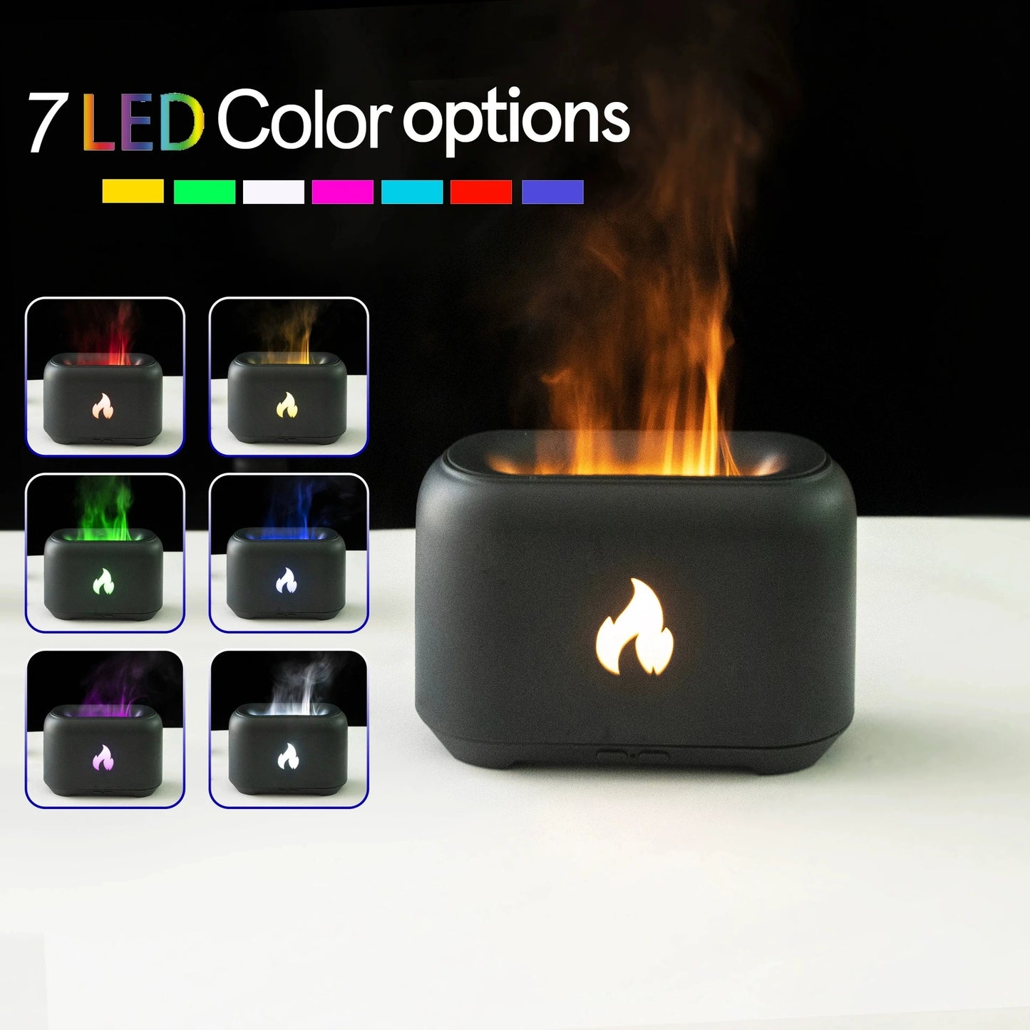 Aroma Diffuser USB Desktop Flame Aroma Diffuser Humidifier 7 Colors Simulation Light Aromatherapy Air Purifier for Bedroom