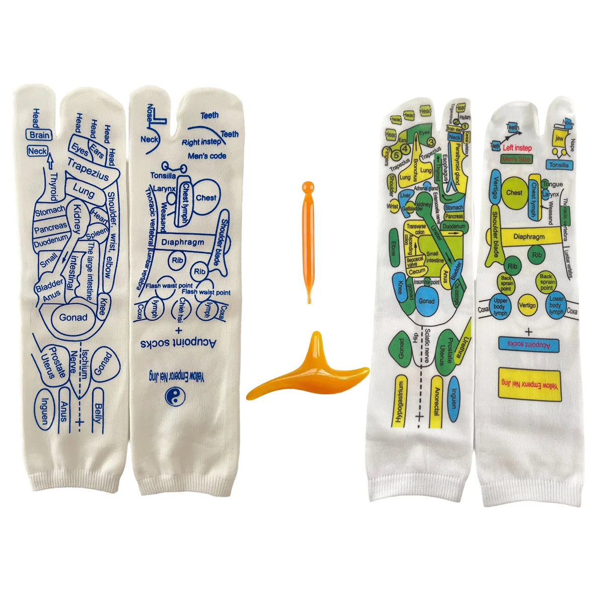 2Pairs Reflexology Socks Set Tools Acupressure Acupuncture Trigger Point Foot Pain Relief Remedy Acupoint Massage Foot Care Tool
