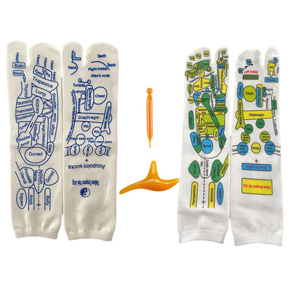 2Pairs Reflexology Socks Set Tools Acupressure Acupuncture Trigger Point Foot Pain Relief Remedy Acupoint Massage Foot Care Tool