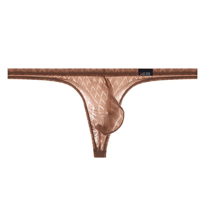 Men's Underwear Ultra-Thin Ice Silk Thongs Low-Waist Sexy T-Panties Transparent Fitness Sport Underwear Summer Thin Model Briefs