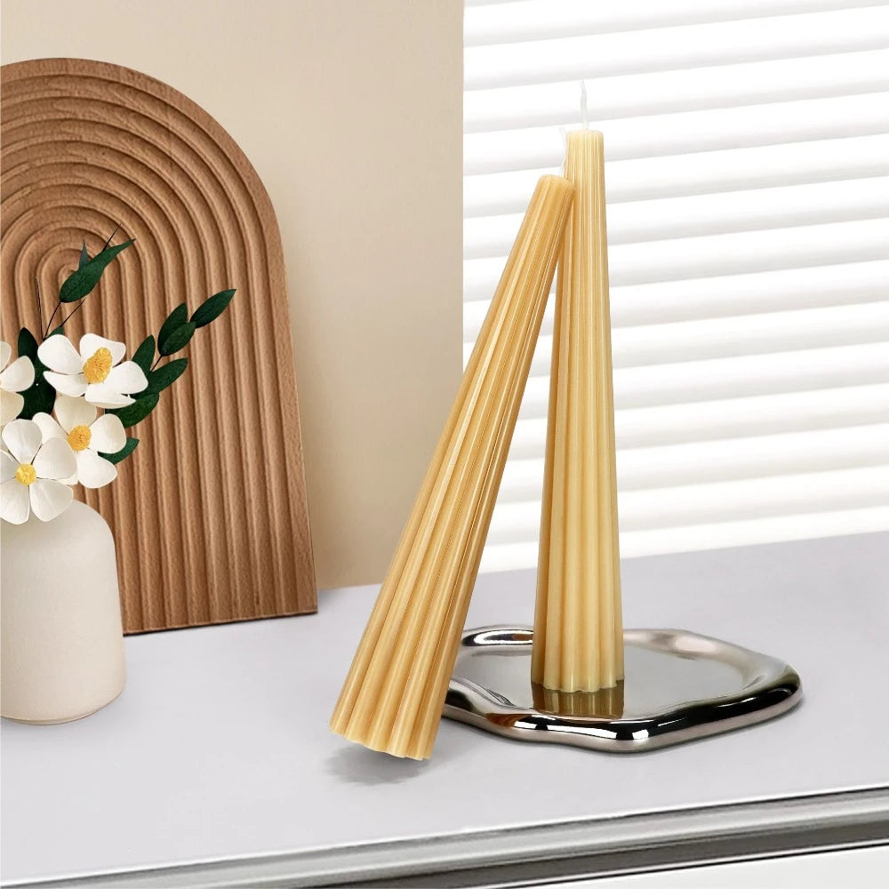 Geometry Line Cone Plastic Candlestick Mould Easy Demold DIY Candle Holder with Base Acrylic Mold Wedding Art Aromatherapy Decor