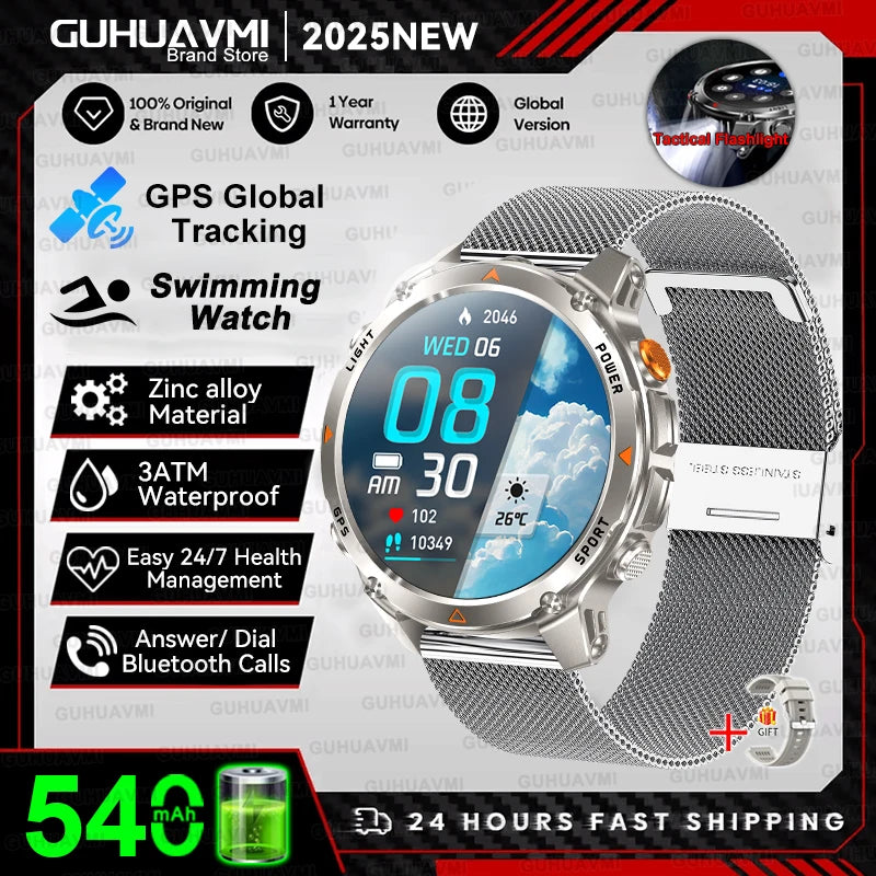 2025 New Women's Fashion Sports Smart Watch Built in GPS 3ATM Waterproof Bluetooth Call Health Monitoring Smartwatches For Women