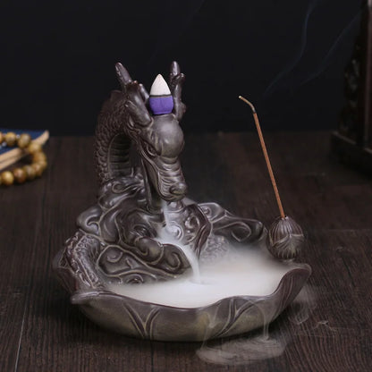 Dragon Backflow Incense Burner Big Size Sandalwood Incense Sticks Holder Ceramics Home Decor Ornaments