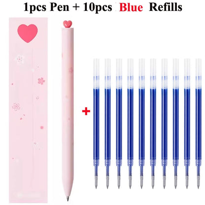 KACO Cute Pink SAKURA Gel Ink Pen Set,0.5mm Smooth Writing Sinature Pens Girls Box Gift for School Office Journaling