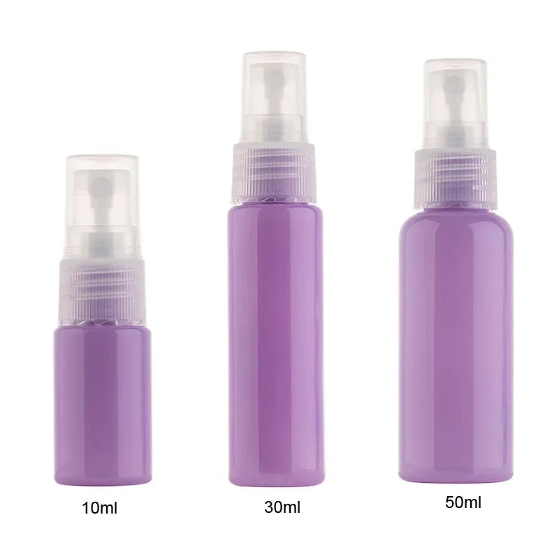 30PCS 10-50ML Colored Plastic Perfume Spray Bottle Fine Sprayer Refillable Travel Container Home Plants Aromatherapy Beauty Care