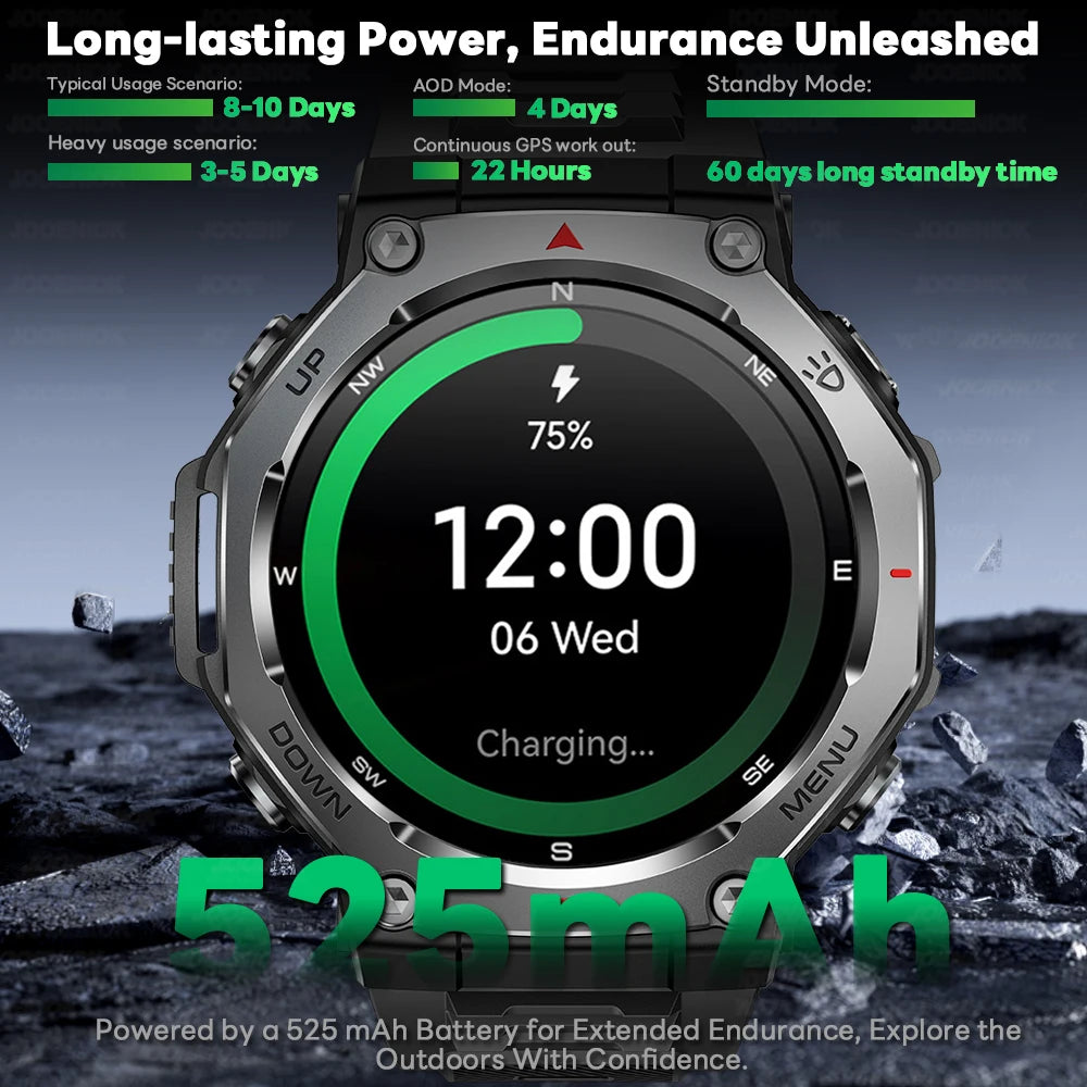 T-Rex 3 Ultra GPS Smart Watch 5ATM Waterproof Fitness Tracker 1.43-inch AMOLED Screen Military Sports Smartwatch Men
