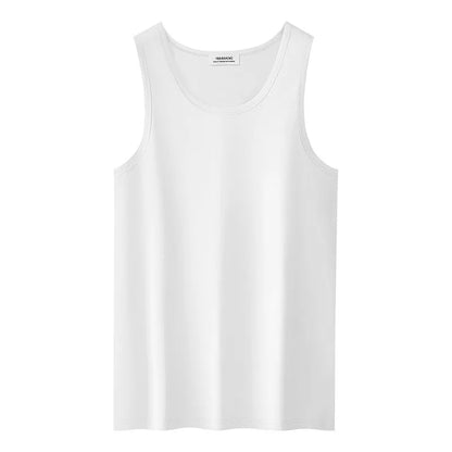 63% Cotton 24% Bamboo Fiber Tank Top Men Breathable Men's Summer Sleeveless T-shirt White Black Sports Fitness Tops Vest For Man