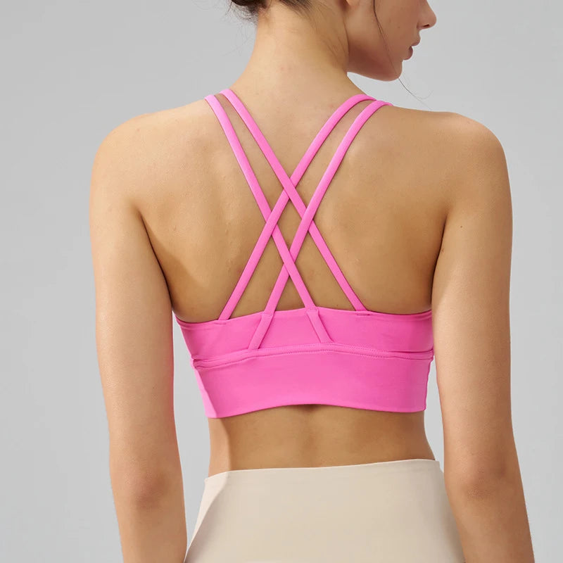 TRY TO BN Women Bra Yoga Sports Bralette Nylon Breathable Fitness Top Underwear Cross Sexy Back  Anti-Shake Gym Female Bras
