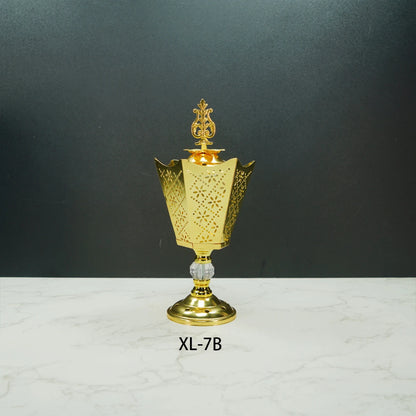 1pc Golden Metal Incense Burner Ramadan Electroplating Tower Incense Burner Eid Decorative Ornaments