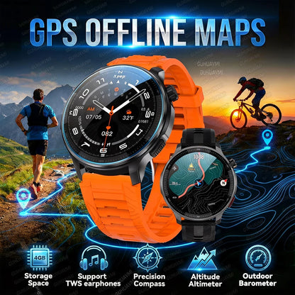 New Outdoor Adventure Tactical Smart Watch Built-in GPS Offline Map 4GB RAM Compass Altimeter Men Fitness Exercise Smart Bracele