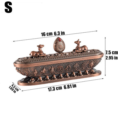 Sanskrit Incense Stick Burner Alloy Buddhist Tibetan Indoor Golden Meditation Engraving Temples Smoke Supply Furnace Ornaments