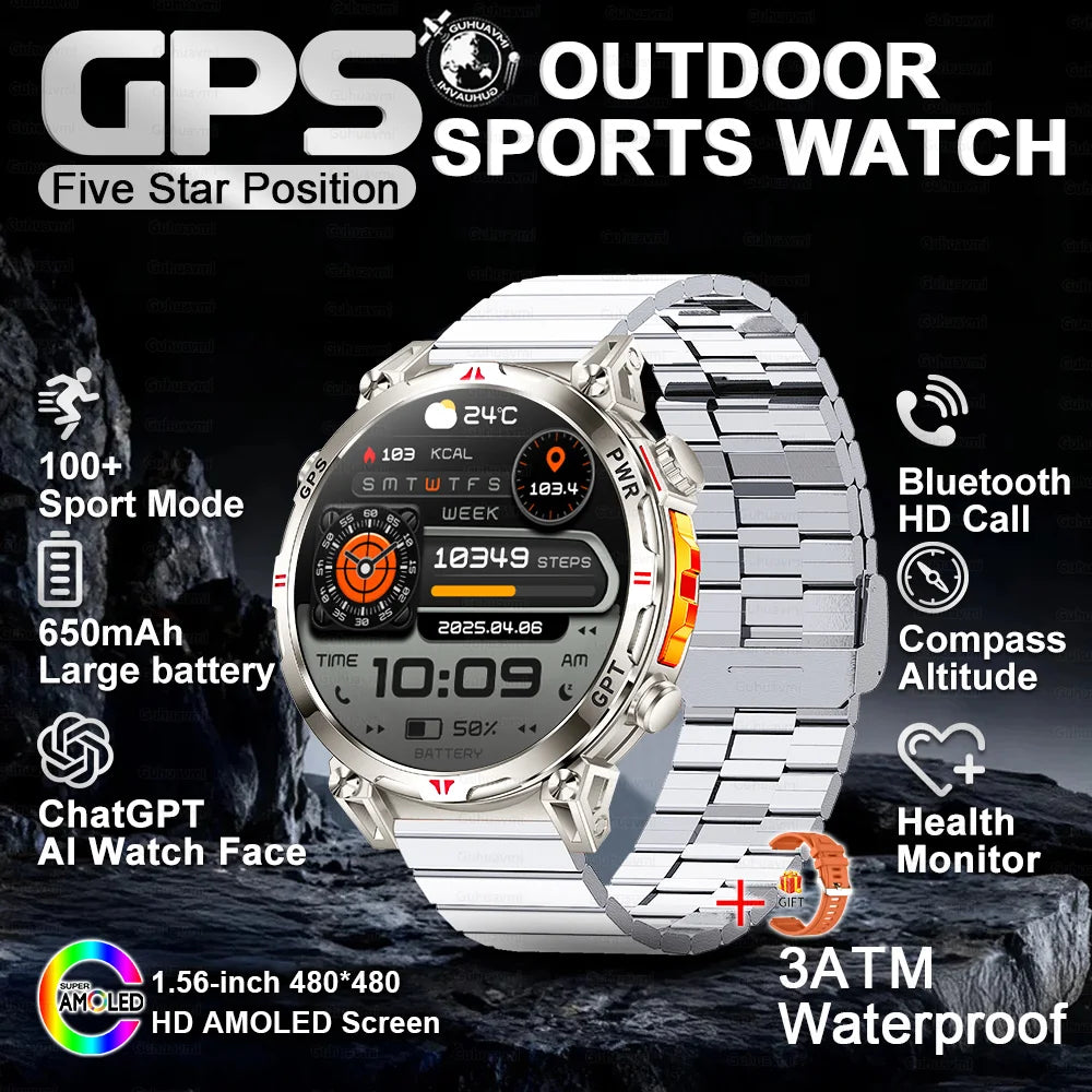 2026 New Ultra 650mAh Battery Smart Watch Built in GPS Compass 10ATM Waterproof Sports tracker Outdoors Military Smartwatches