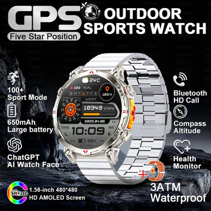 2026 New Ultra 650mAh Battery Smart Watch Built in GPS Compass 10ATM Waterproof Sports tracker Outdoors Military Smartwatches