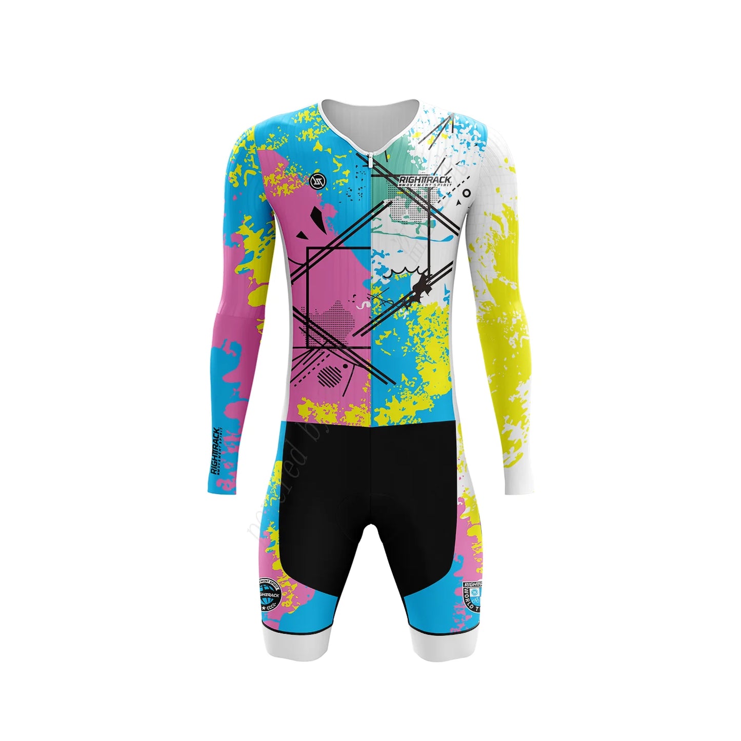 MEN'S Triathlon Trisuit World Championship Long Sleeve Dragon Skinsuit RIGHTTRACK Swimming Cycling Running Competition Appare