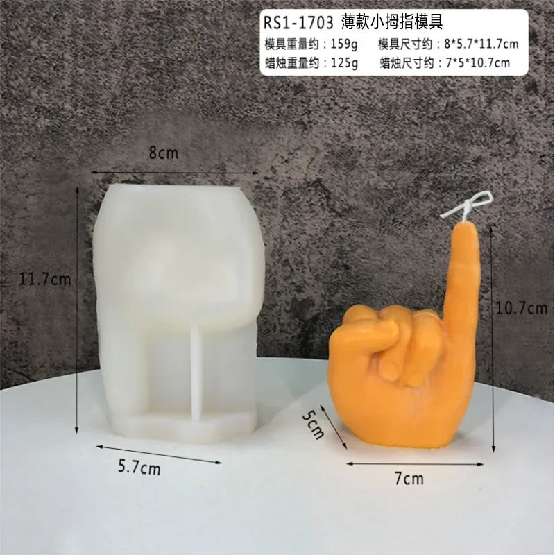 Gesture Candle Mold Diy Aromatherapy Plaster Thumbs Up Victory Bier Middle Finger Cake Silicone Mould Epoxy Candle Making Molds