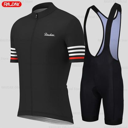 2025 Raudax Cycling Bib Shorts Men's Mountain Bike Jersey Clothing Summer Complete Racing Bicycle Clothes Quick-Dry Sports Set
