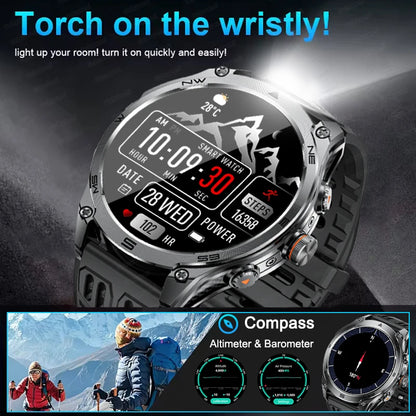 1.75-inch Built-in GPS Professional Outdoor SmartWatch New 50 Meter Waterproof dive Flashlight Bluetooth Call Smart Watches men