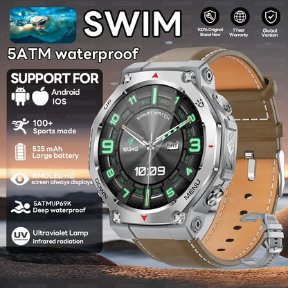 T-Rex 3 Ultra GPS Smart Watch 5ATM Waterproof Fitness Tracker 1.43-inch AMOLED Screen Military Sports Smartwatch Men