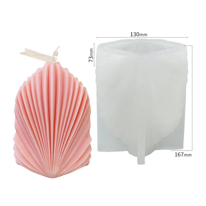 Large Geometric 3D Folding Fan Silicone Candle Mold Striped Origami Scallop Drip Glue Aromatherapy Soap Plaster Ice Cube Mould