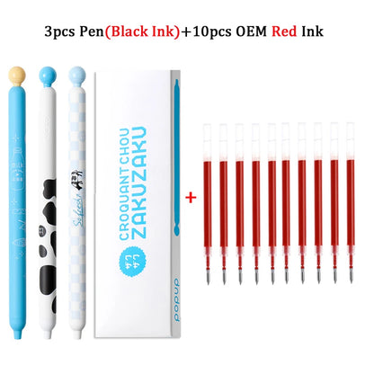 KACO ZAKUZAKU Gel Pen Set,0.5mm Smooth ST Nib Aesthetic Writing Black Ink Stress-Relief Signing Stylos For Journaling,Work,Study