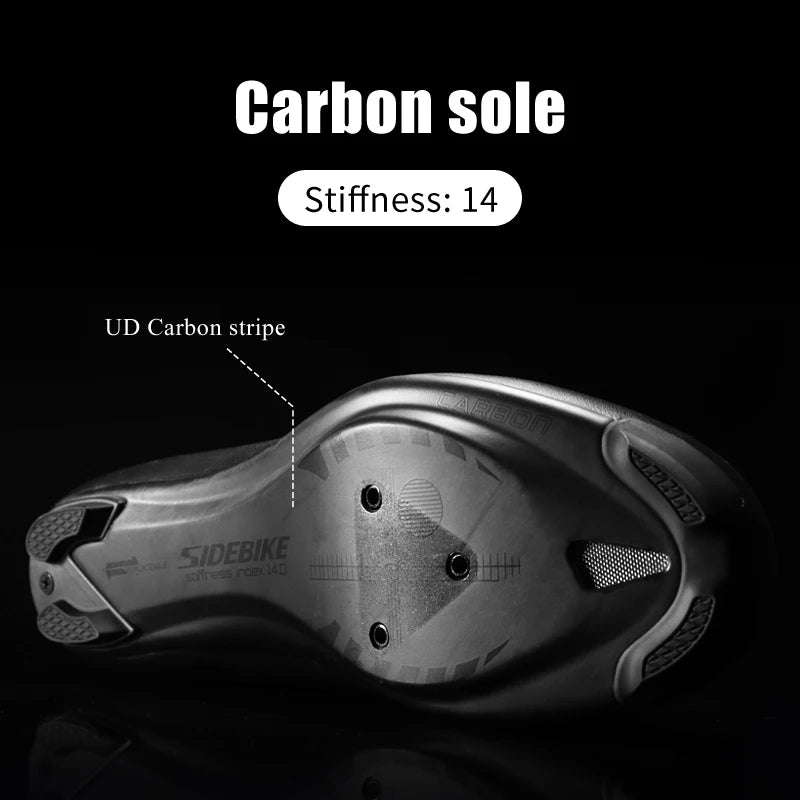sidebike cycling shoes ultralight 14 level hardness carbon fiber shoes road bike men professional self-locking cleat sneakers