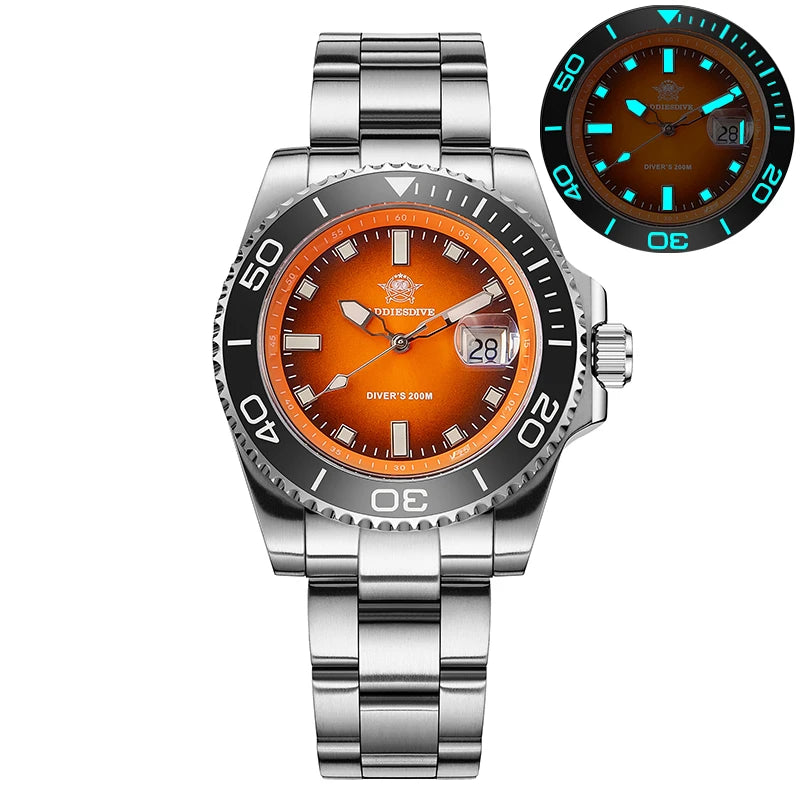 ADDIESDIVE New 41mm Men Watch Diving 200m Waterproof  AD2089 Top Brand Diver Wristwatch Stainless Steel Luminous Leisure Watch