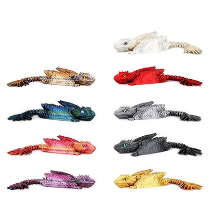 3D Printed Feather Dragon With Bird Wings Creative Flying Dragon Figurine Decorative Toy For Home Office Desktop Decoration Gift