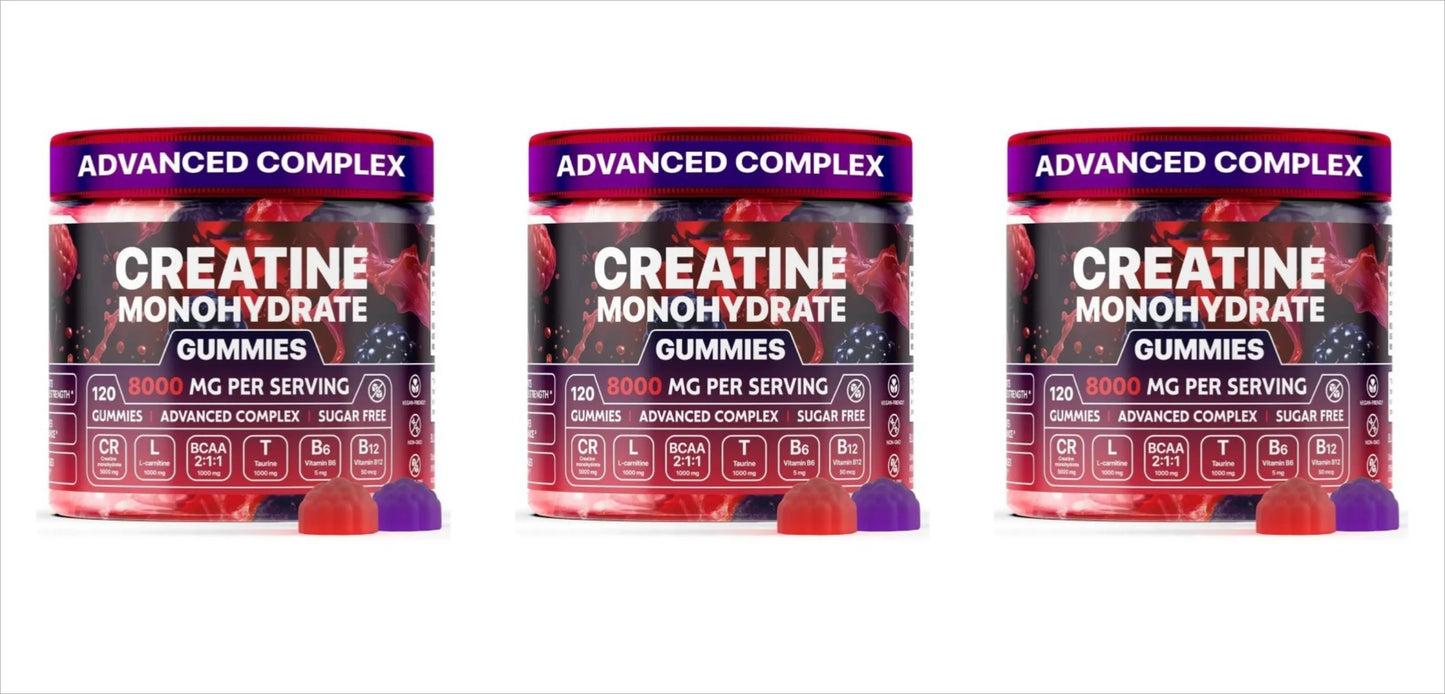 Creatine Monohydrate Gummies And Vitamins NEW 8000 mg SUGAR FREE