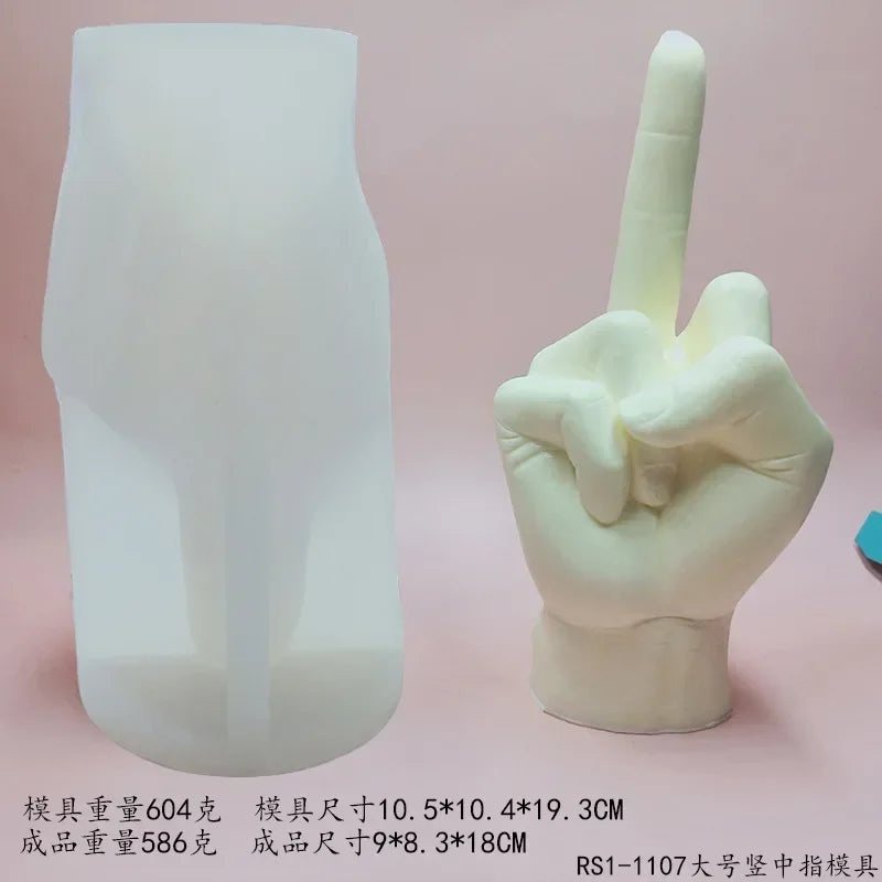 Gesture Candle Mold Diy Aromatherapy Plaster Thumbs Up Victory Bier Middle Finger Cake Silicone Mould Epoxy Candle Making Molds