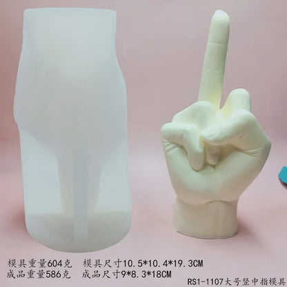 Gesture Candle Mold Diy Aromatherapy Plaster Thumbs Up Victory Bier Middle Finger Cake Silicone Mould Epoxy Candle Making Molds
