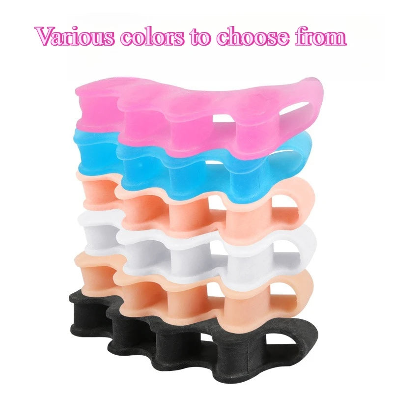 1Pair Silicone Toe Separator Hallux Valgus Corrector Bunion Orthotics Protector Pain Relief Forefoot Pad Sock Foot Care Pedicure