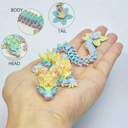 3D Printed Crystal Dragon Articulated Dragon Fidget Toy Cherry Blossom Dragon Home Office Decor Birthday Gift For Boys 2025new